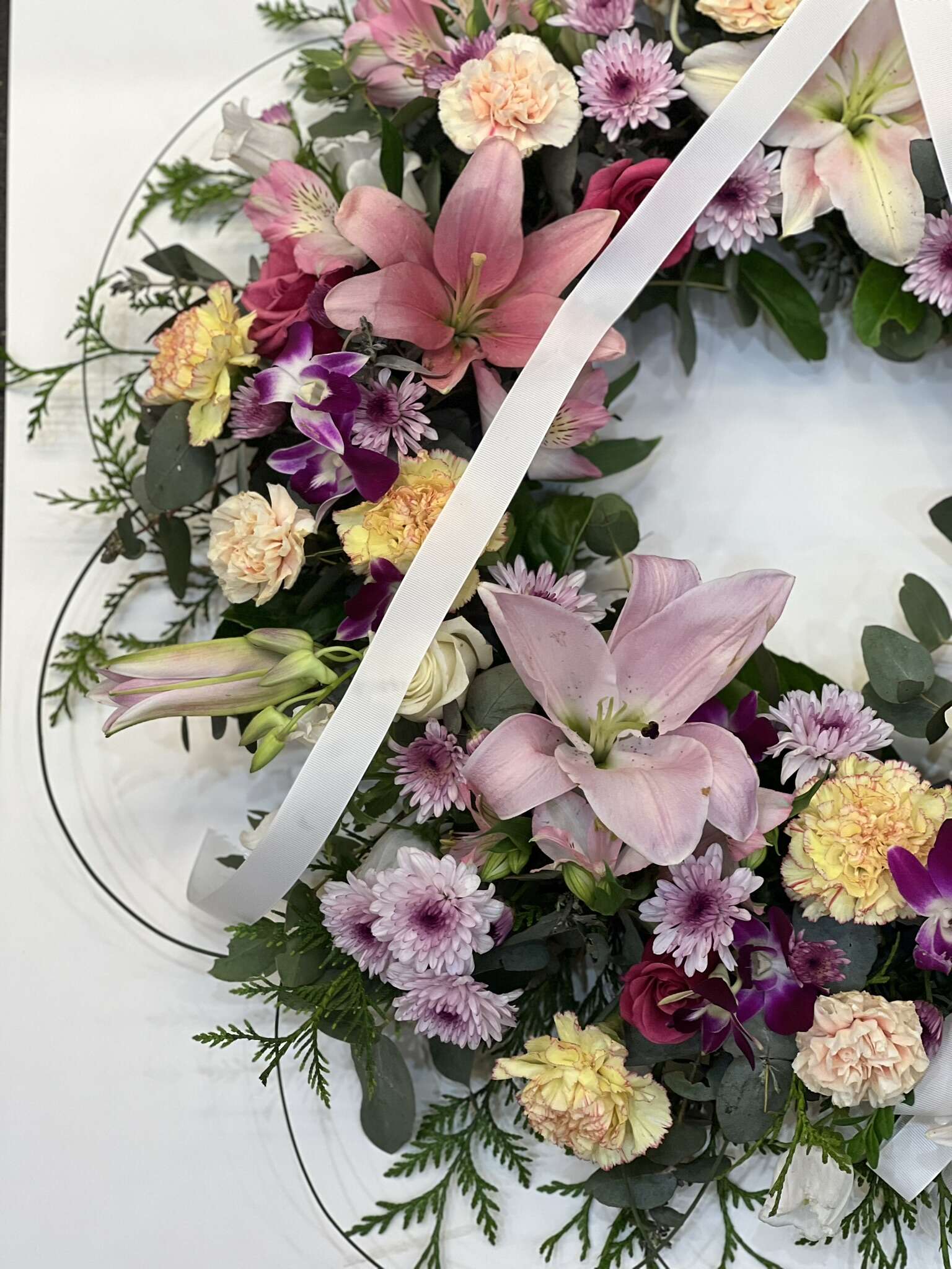 Pink-yellow & Purple FLOWER WREATH