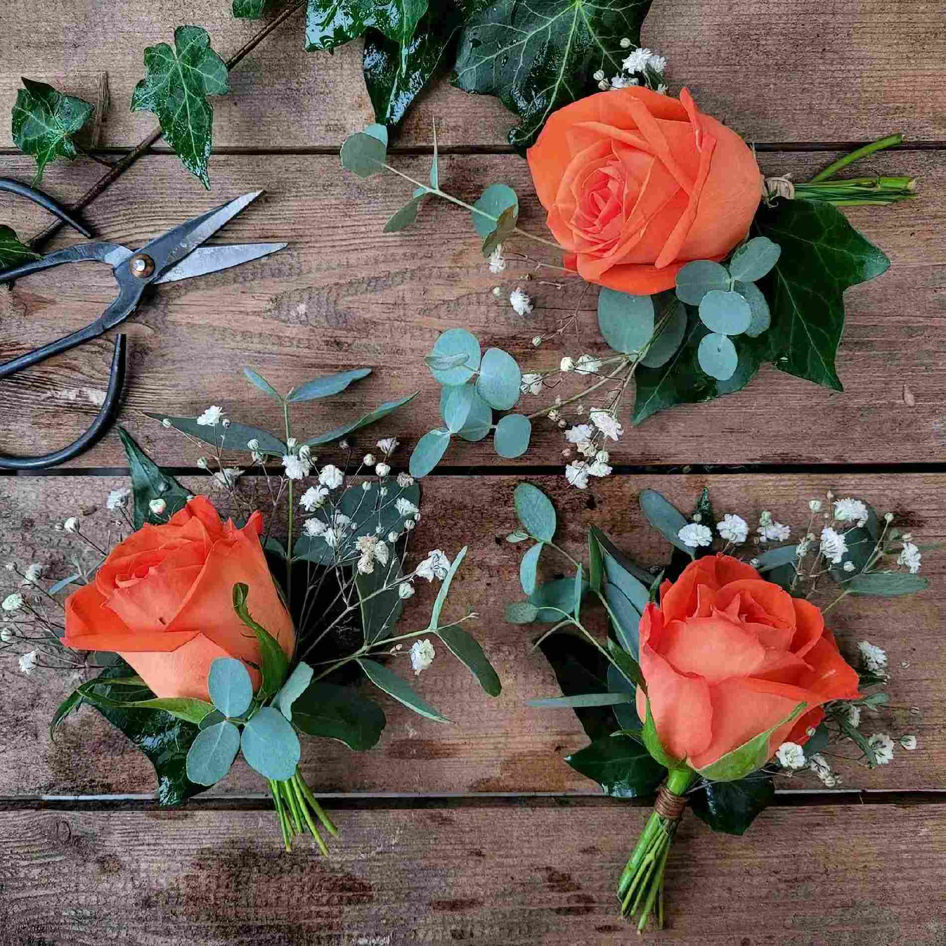 1 Orange Rose Buttonhole