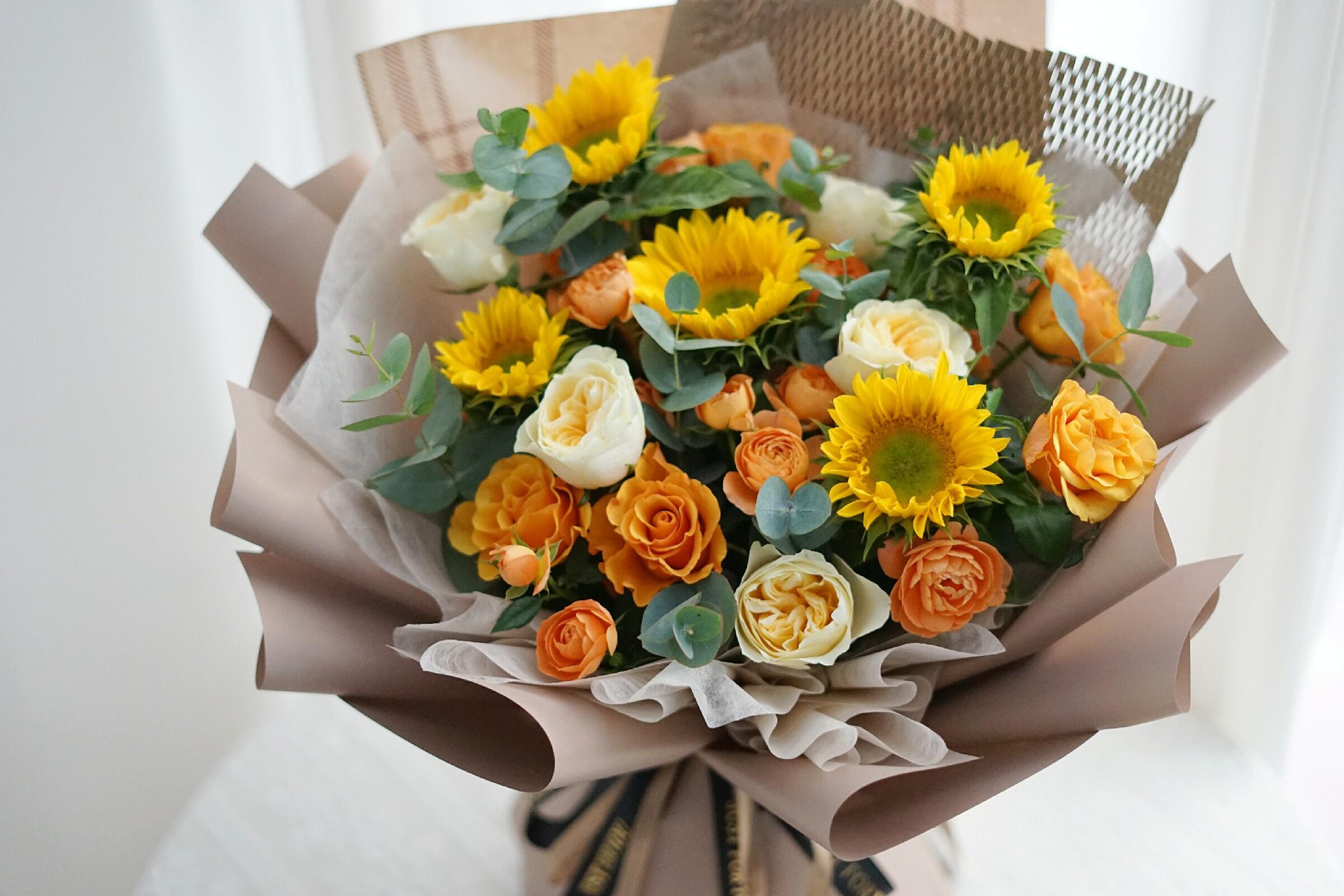 Orange and White Sunshine Bouquet