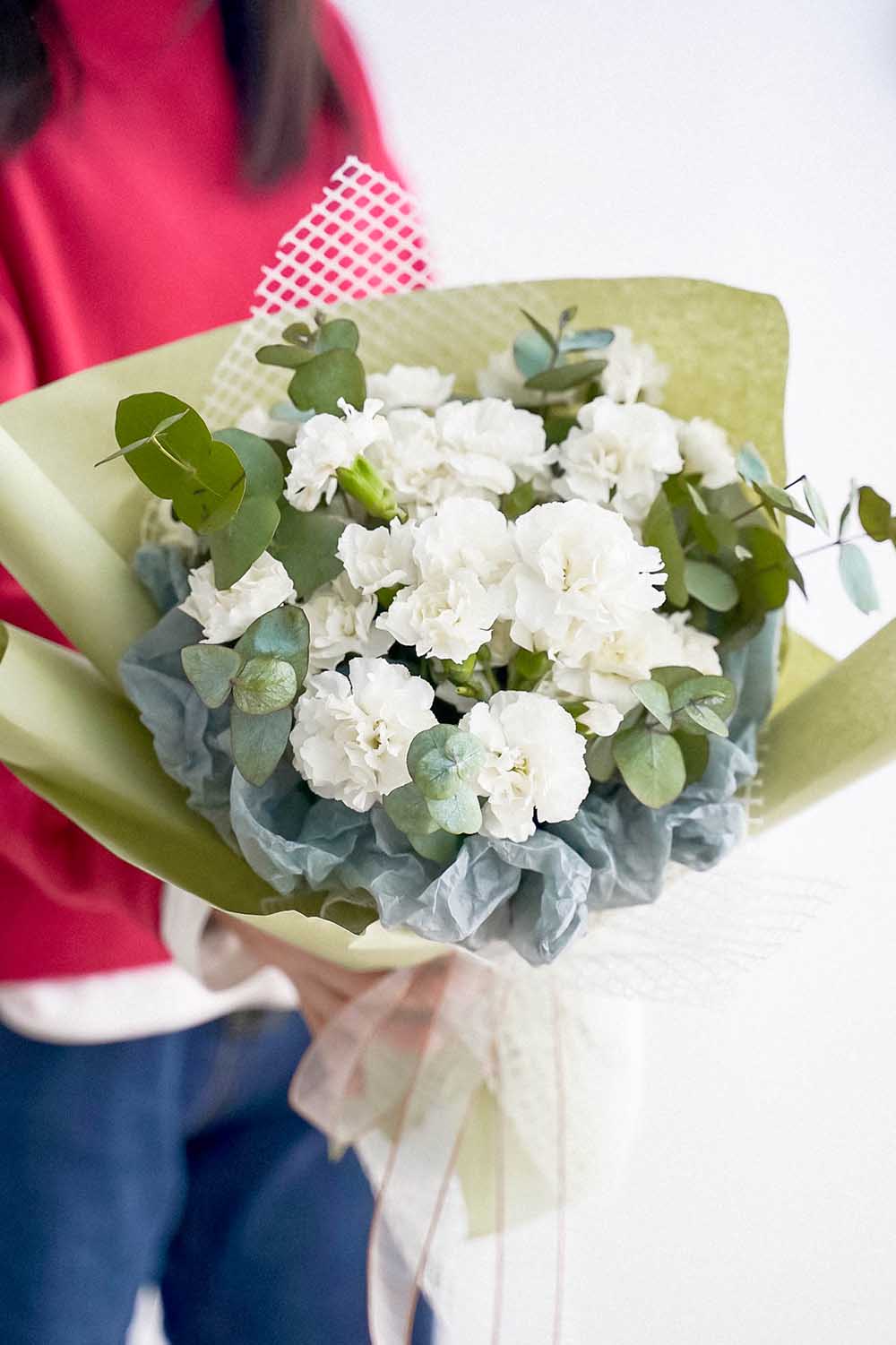 Snow White Carnation Bouquet