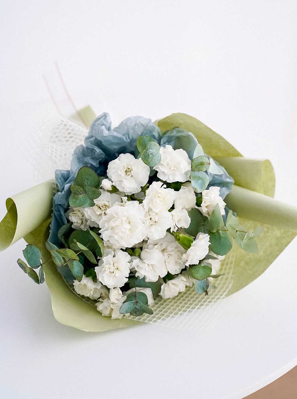 Snow White Carnation Bouquet