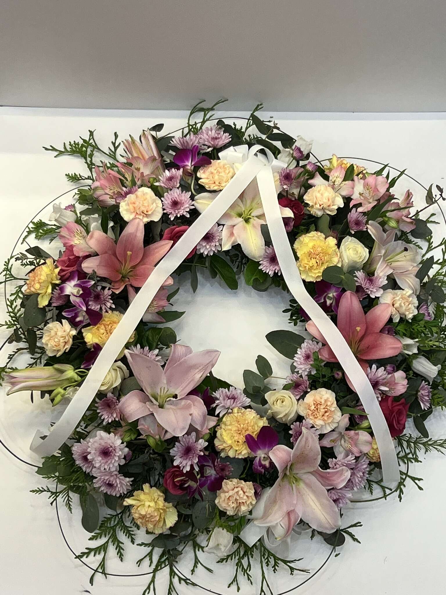 Pink-yellow & Purple FLOWER WREATH