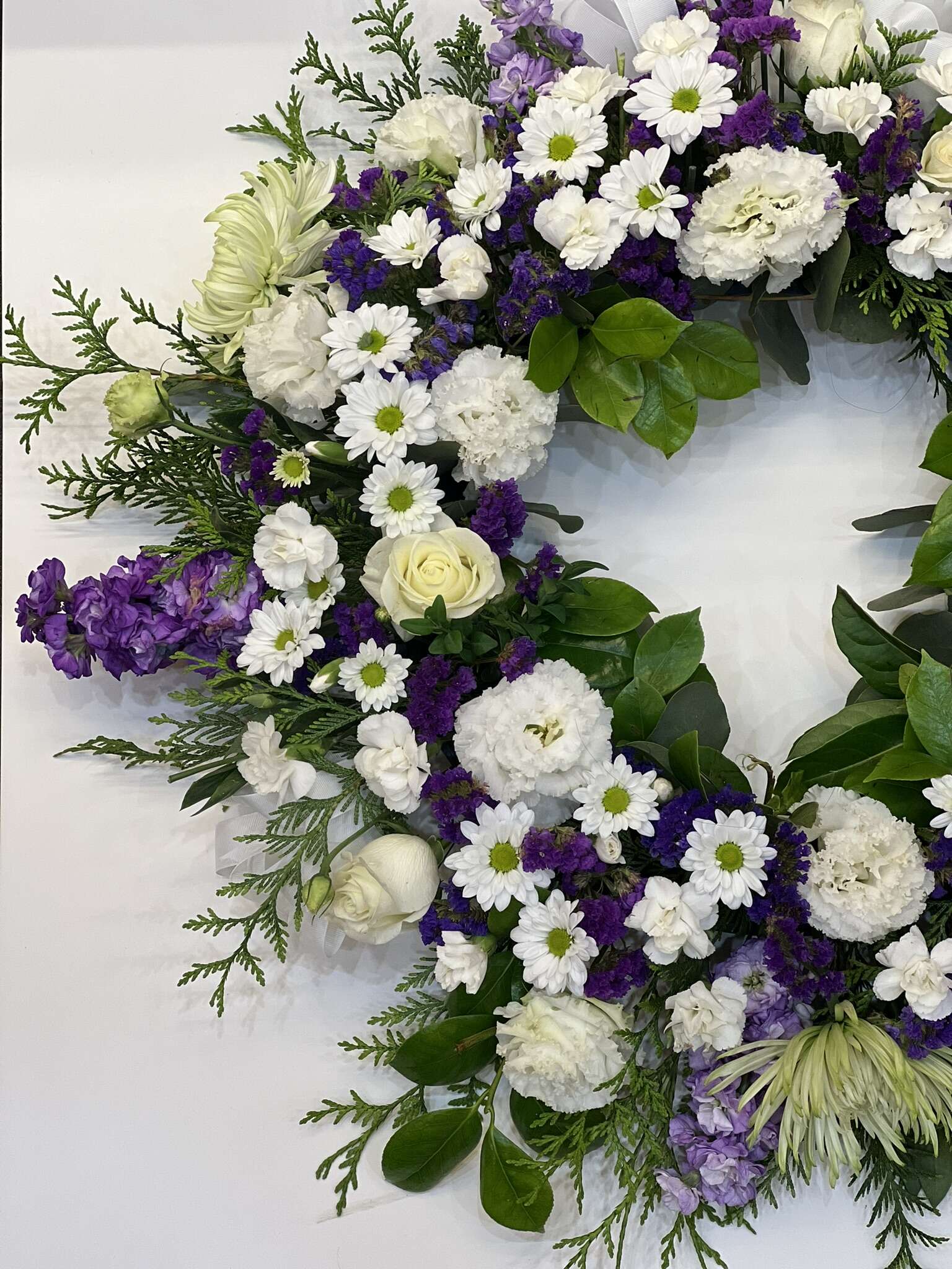 PURPLE & WHITE FLOWER WREATH