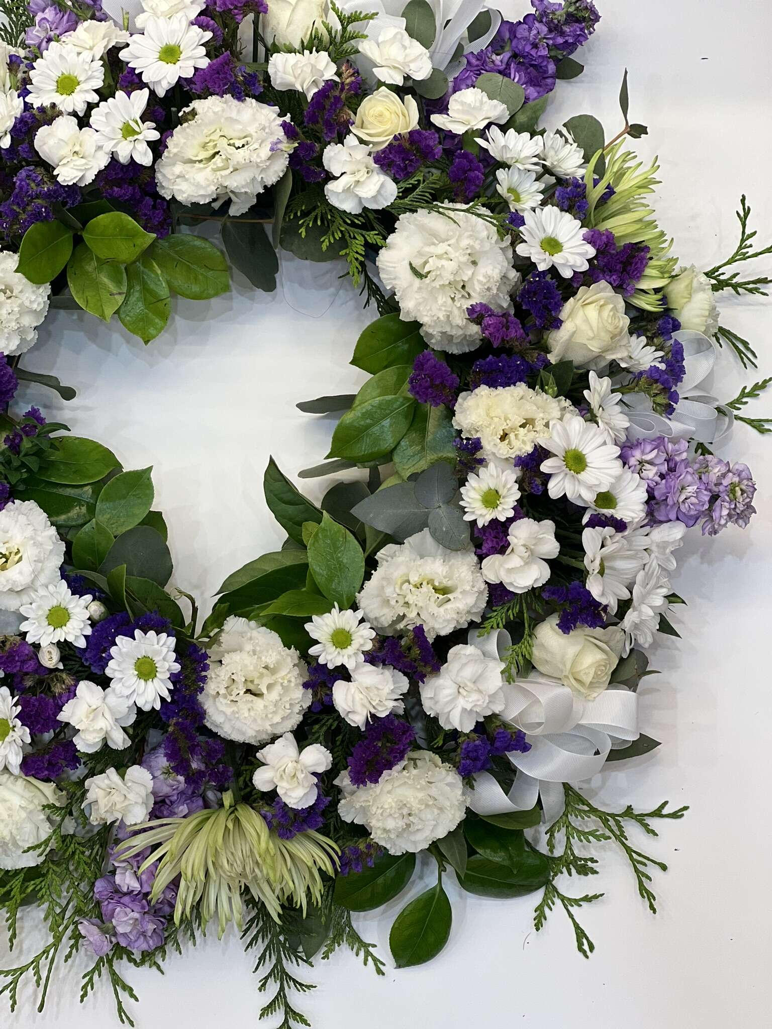 PURPLE & WHITE FLOWER WREATH