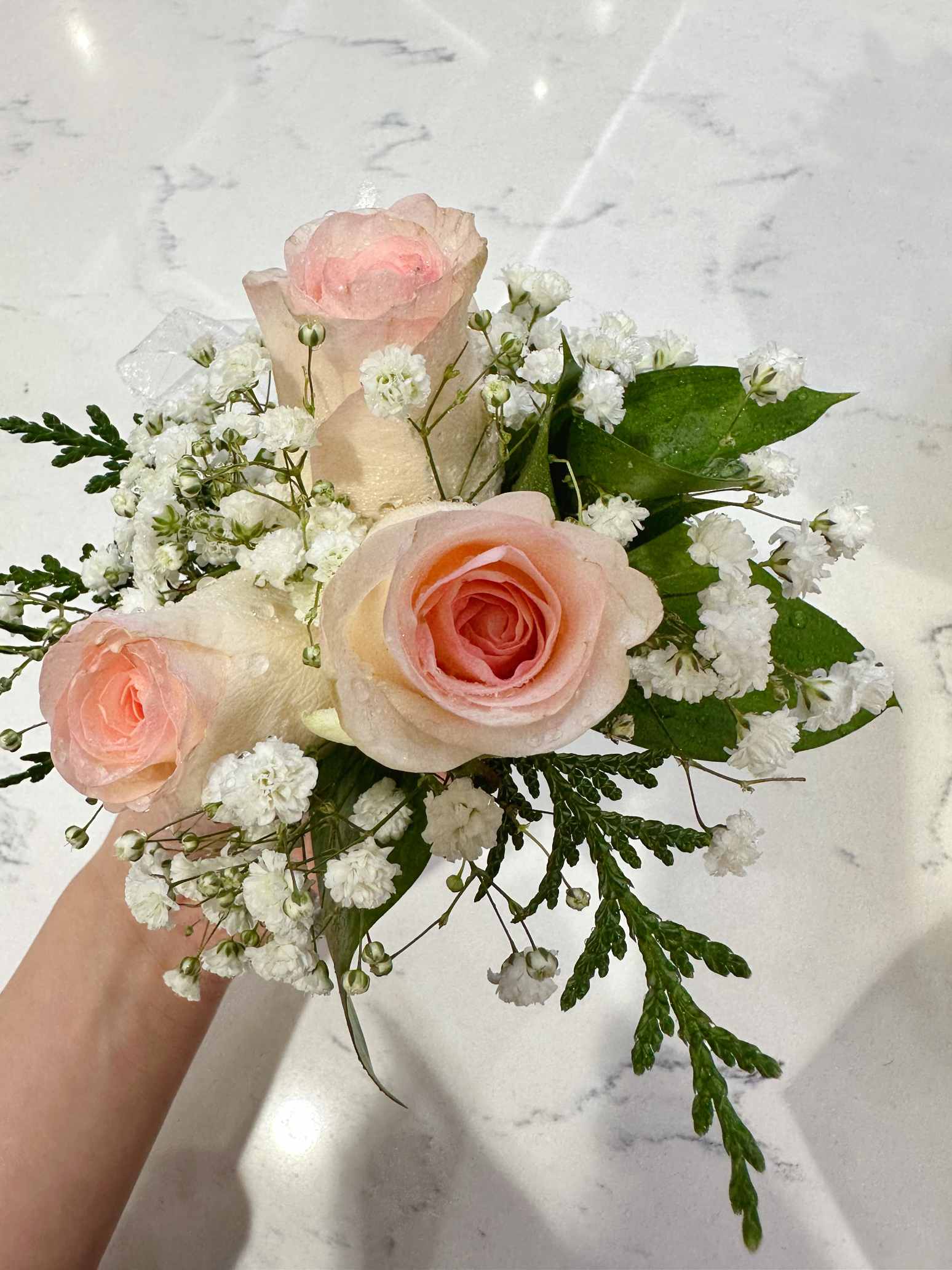 3 Pink Rose Corsage