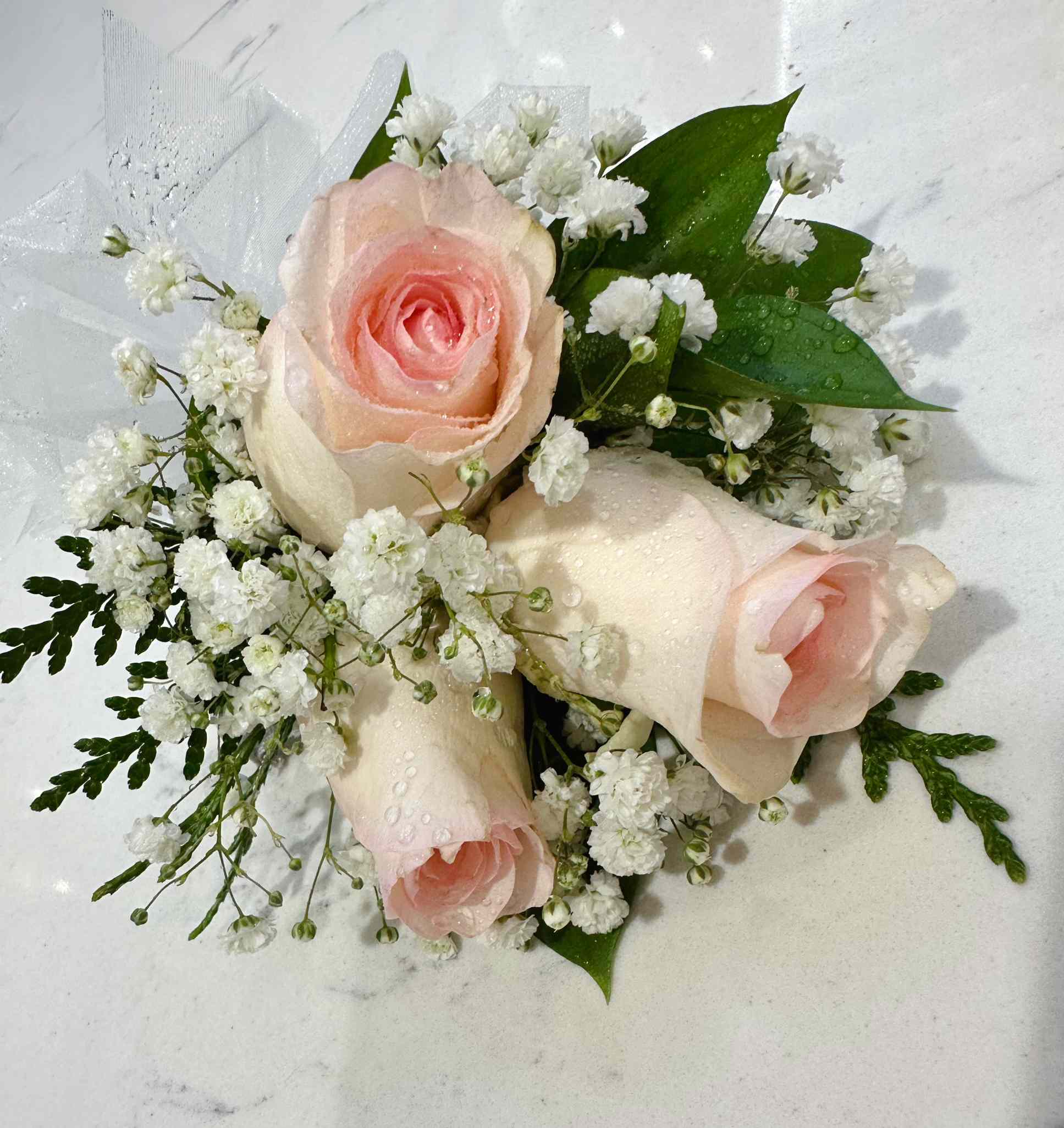 3 Pink Rose Corsage