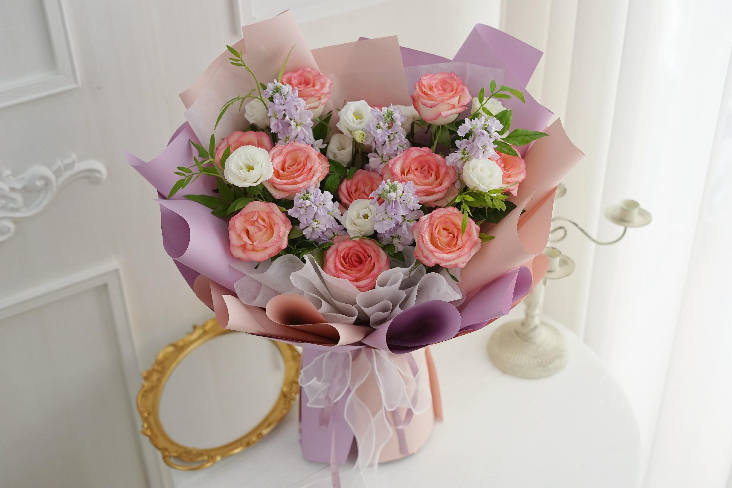 Elsa Pink Rose Bouquet