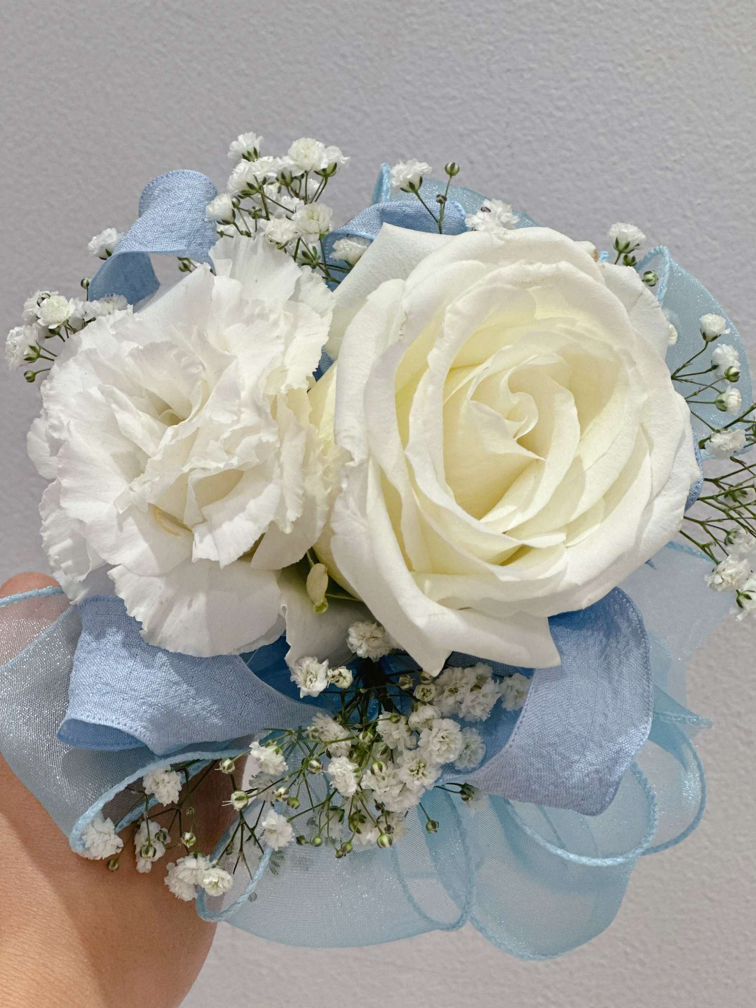 White Blue Corsage