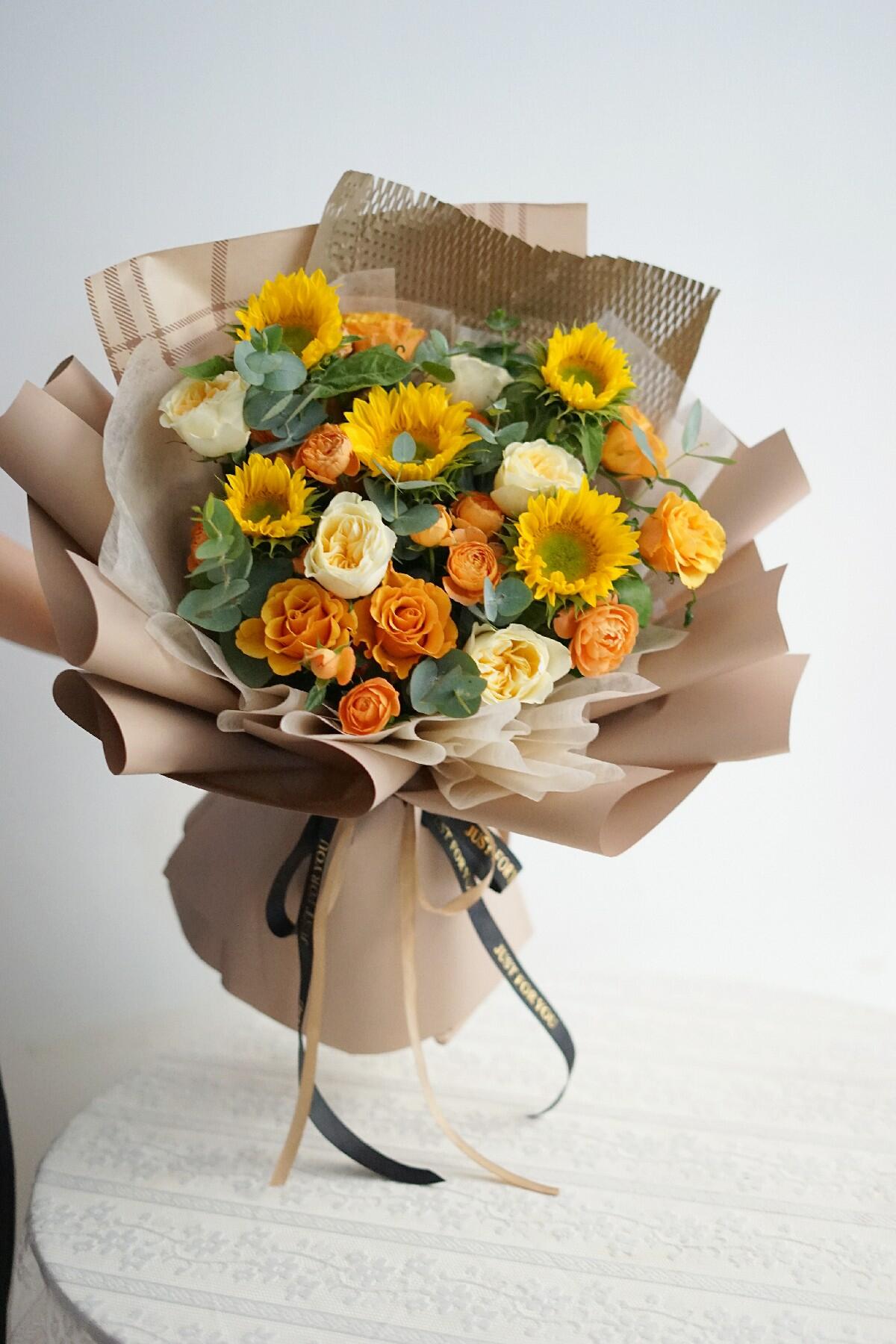 Orange and White Sunshine Bouquet